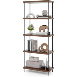 Costway - Bibliothèque Étagère à 5 Niveaux, Bibliothèque Cadre en Métal, Étagère de Rangement Style Industriel, pour Salon, Chambre, Bureau, Cuisine,