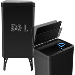 Costway - Poubelle Cuisine Automatique 50L en Acier Inox avec Cerclage, Poubelle Sur Pieds Détachables, Capteur Fermeture Automatique Douce,