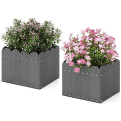 Costway - Lot de 2 Jardinière Carrées en hdpe Résistant aux Intempéries, Lit de Jardin Surélevé avec Trous de Drainage pour Culture Fruits Légumes,