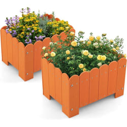 Costway - Lot de 2 Jardinière Rectangulaires en hdpe Résistant aux Intempéries, Lit de Jardin Surélevé avec Trous de Drainage pour Culture Fruits