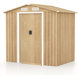 Abri de Jardin 2.3㎡ en Acier Galvanisé Anti-UV, 196 x 142 x 186 cm, Cabane de Jardin Exterieur 3.7m³ avec Porte Coulissante, Rampe, 4 Trous