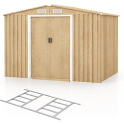 COSTWAY Abri de Jardin 5㎡ en Acier Galvanisé Anti-UV, 259 x 196 x 184 CM, Cabane de Jardin Exterieur 7m³ avec Fondation et Porte Coulissante, Rampe,