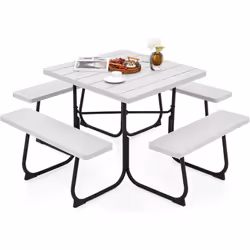 【Réunions en plein air】La table carrée de 90 cm avec des sièges peut accueillir jusqu'à 8 personnes, garantissant une expérie ...