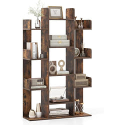 Costway - Bibliothèque Arbre, 13 Étagères Ouvertes, Meuble de Rangement pour Livres, Etagère Décorative Autoportante, pour Salon, Bureau, Marron