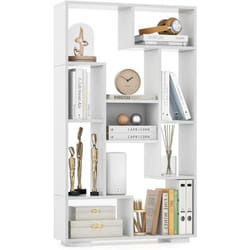 Costway - Bibliothèque Étagère à 9 Compartiments Ouvertes, Meuble de Rangement avec Kits Anti-basculement, Bibliothèque de Cloison pour Salon,