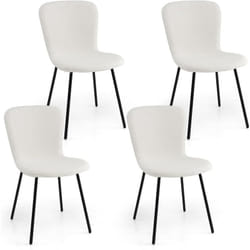 Chaises de Salle à Manger Lot de 4, Chaise Velour avec Dossier Haut, Pieds en Métal, Chaise Salon Rembourrée pour Cuisine, Chambre, Beige - Costway