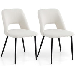 Chaises de Salle à Manger Lot de 2, Chaise Velour avec Dossier Creux, Pieds en Métal, Chaise Salon Rembourrée pour Cuisine, Chambre, Beige - Costway