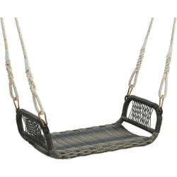 Costway - Balançoire de Jardin en Rotin pe, Balancelle de Porche en Osier avec Accoudoir Confortable, Banc Suspendu avec 2 Cordes de Suspension de