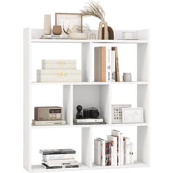 Costway - Bibliothèque Étagère 7 Compartiments Ouverte, Meuble de Rangement à 4 Niveaux, Dispositifs Anti-basculement, pour Chambre, Bureau, Salon,