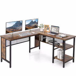 ----------【Bureau en L Gain de Place】Conçu en forme de L pour gagner de la place, le grand bureau d'angle peut facilement s'a ...
