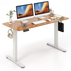 Costway - Bureau Assis Debout Électrique 140 x 60 cm, Bureau Électrique Réglable en Hauteur avec Protection Anti-Collision, 3 Hauteurs de Mémoire,