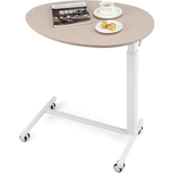 Costway - Table Bar Haute, Table Mange Debout Réglable 74-108 cm, Table Bar Mobile, roulettes Verrouillables, Vérin Pneumatique, Plateau Ovale,