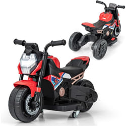 Costway - 2 en 1 6V Moto Électrique Enfant avec Phare led & Musique & Klaxon, Voiture Électrique avec Roues d'Entraînement & Tableau Simulé, 2-3KM/H,