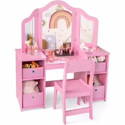 Caractéristiques : Conception 2-en-1 combinant une coiffeuse et un bureau d'écriture Comprend une chaise ergonomique avec dos ...
