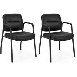 Costway - Lot de 2 Chaises de Salles de Réunion, Chaises de Bureau Ergonomique Rembourré en Cuir pu, Chaises pour Bureau, Salle d'Attente, Salle de
