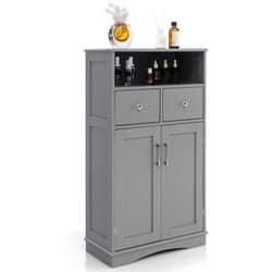 Costway - Meuble de Salle de Bain à 2 Portes 2 Tiroirs, Colonne Salle de Bain Armoire Haute avec Étagères Réglables pour Salle de Bain, Salon,
