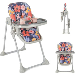 Chaise Haute Bébé Convertible et Pliante, Chaise Haute Bébé Évolutive avec Double Plateau Réglable et Amovible, 2 Roues d'Avant, Hauteur Réglable à 7