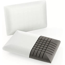 Costway - Lot de 2 Oreillers Ergonomique Cervical Orthopédique, Coussins en Mousse à Mémoire de Forme avec Charbon, Découpe 3D, Housse Amovible et