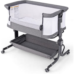 Costway - Lit Cododo Bébé avec Matelas & 6 Hauteur Réglable(75-85cm), Lit Bébé Pliable avec Inclinaison & 2 Sangles, Roues Universelles avec Frein,