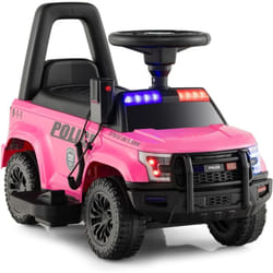 Costway - Porteur Enfants avec Mégaphone & Autocollant de Police, Voiture à Pousser avec Lumières et Sonore, Dispositif Anti-basculement & Stockage
