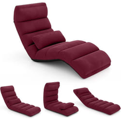 Costway - Fauteuil Relax Salon en Faux Daim Pliable, Réglable sur 5 Positions Chaise de Relaxation Rembourrée Fauteuil Sol pour Salon, Mobilier de