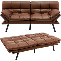 COSTWAY Canapé-Lit Convertible 5 en 1 avec Dossier et Accoudoirs Réglables, Canapé Futon 3 Places en Mousse à Mémoire, Pieds Métalliques, pour Petit