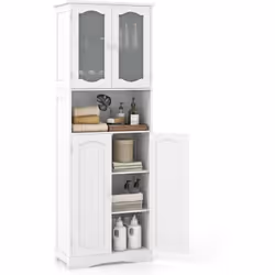 À propos de cet article 【Portes en Verre Givré】Cette armoire haute dotée de 2 portes en verre trempé givré peut améliorer la ...