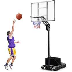 COSTWAY Panier de Basket-Ball sur Pied avec Hauteur Réglable à 10 Niveaux 149-305 CM, Ensemble de Basketball avec Base Remplissable Sac de Poids