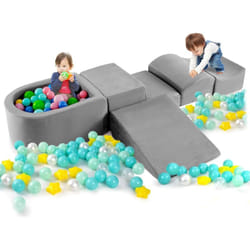 Costway - 5PCS Aire de Jeux en Mousse Enfants avec Piscine à Balles, Blocs d'escalade en Mousse avec Housses Lavables & Amovibles, sans Balles, Blocs