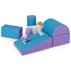 Costway - 5PCS Parcours Motricité Bébé en Mousse epe avec Housse en pu, Module Motricité Bébé avec Fermeture Clair, Jouets Éducatifs Colorée pour