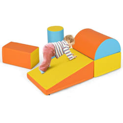 Costway - 5PCS Parcours Motricité Bébé en Mousse epe avec Housse en pu, Module Motricité Bébé avec Fermeture Clair, Jouets Éducatifs Colorée pour