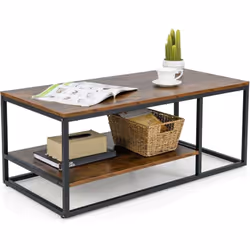À propos de cet article 【Charme industriel moderne】Notre table basse présente une surface en bois de grain marron rustique as ...