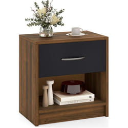 Costway - Table de Nuit avec Tiroir, Table de Chevet avec Étagère Ouverte, Chevet de Lit pour Petit Espace, Table d'Appoint Moderne pour Salon,