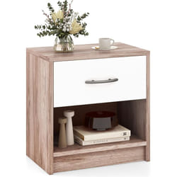 Costway - Table de Nuit avec Tiroir, Table de Chevet avec Étagère Ouverte, Chevet de Lit pour Petit Espace, Table d'Appoint Moderne pour Salon,