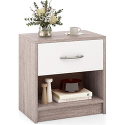 Costway - Table de Nuit avec Tiroir, Table de Chevet avec Étagère Ouverte, Chevet de Lit pour Petit Espace, Table d'Appoint Moderne pour Salon,