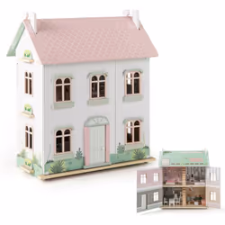 À propos de cet article 【Maison de Poupée à 3 Niveaux】Dotée de toits amovibles double face, cette maison de poupée en bois of ...