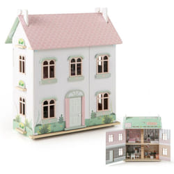 Costway - Maison de Poupée en Bois à 3 Étages avec Toit Amovible & Double Face, Maison de Rêve avec 19 Accessoires, 5 Pièces & Autocollants pour