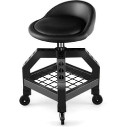 Costway - Tabouret d'Atelier Roulant Réglable en Hauteur 66,6-79,5 cm, Siège de Mécanicien avec Plateau à Outils 4 Roues Universelles Charge 150 kg,