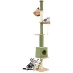 Costway - Arbre a Chat Plafond, Arbre à Chat Cactus xxl, 218 à 253 cm Hauteur Réglable, 2 Poteaux Remplaçables, Tour pour Chat à 5 Niveaux, 2 Poteaux