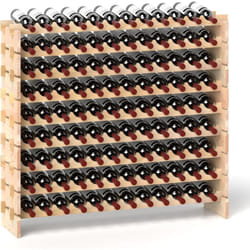 Costway - Casier à Bouteilles pour 108 Bouteilles, Étagère à Vin en Bois de Pin, Porte-Bouteilles à 9 Niveaux Modulable et Extensible, Range