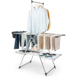 Costway - tendoir Linge Intérieur, Sechoir à Linge Pliable en Acier Inox, Cintre Haut 182 cm, Grand Filet de Séchage, Tancarville Linge Solide