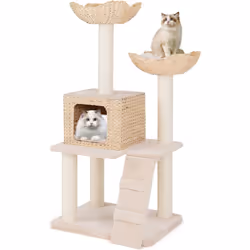 À propos de cet article 【Amusement Multi-niveaux】Cet arbre à chat comporte 4 niveaux pour que les chats puissent grimper et d ...