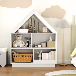 À propos de cet article 【Conception Unique】Cette bibliothèque en bois en forme de maison offre une touche charmante et ludiqu ...