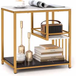 À propos de cet article 【Style Marbre】La table d'appoint est frappante avec sa finition en faux marbre blanc et noir, rehauss ...
