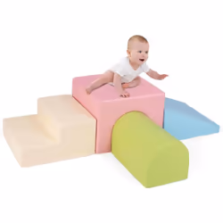 À propos de cet article 【4 Blocs en Mousse】Ce module motricité bébé léger et portable se compose d'un tunnel, d'un toboggan,  ...