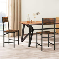 Costway - Lot de 2 Chaises de Salle à Manger de Style Industriel, Pieds en Métal, Dossier Incliné, Grain de Bois Rustique, Chaises sans Accoudoirs