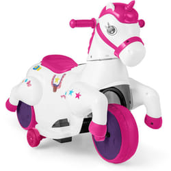 Costway - 12V Moto Électrique Enfant Licorne avec Musique & Démarrage à Bouton, Cheval Électrique Enfant avec Mode Équitation pour 3 An+, 3 km/h, Rose