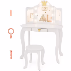 À propos de cet article 【Miroir à Trois Volets】La coiffeuse enfant fille est doté d'un miroir pliable en 3 parties pour assur ...