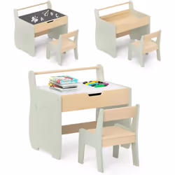 À propos de cet article 【Conception Polyvalente】Cette table enfant avec chaise comprend un plateau amovible qui bascule entre ...