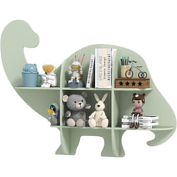 Costway - Bibliothèque Enfant Murale à 2 Niveaux en Forme Dinosaure avec 6 Étagères Ouvertes, Étagère à Livres Enfant en Bois avec Structure Stable,